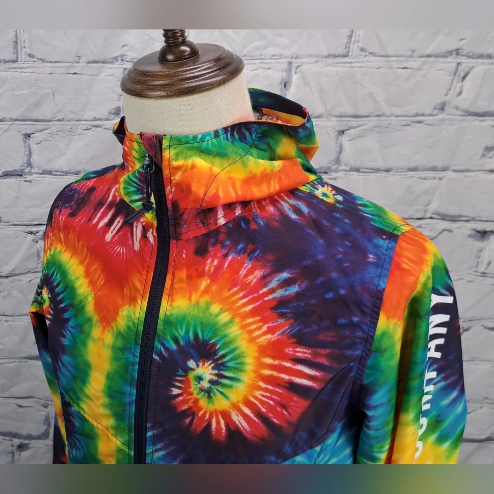 Herschel Supply Co. Mens Windbreaker Jacket Full Zip Tie Dye Hoodie Hood Small - Picture 6 of 13
